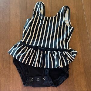 Rufflebutts 2T one piece swim suit black and white